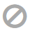 A gray circle with a gray slash through it to indicate that an activity can't be attempted.